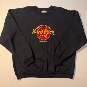 Vtg Hard Rock Cafe Save The Planet Sydney Australia 90’s Black Crewneck Large
